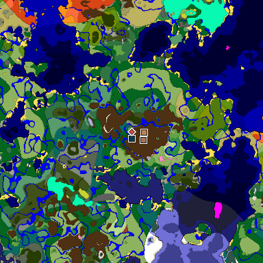Predicted biome map of Java 26.3 seed 1738057152835951416 around estimated spawn
