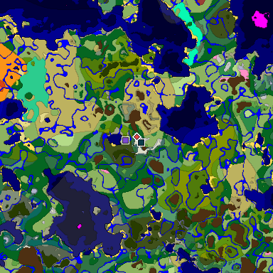 Predicted biome map of Java 26.3 seed 8527358698135677866 around estimated spawn
