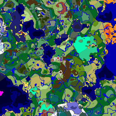 Predicted biome map of Java 26.3 seed -4085667568264670249 around estimated spawn
