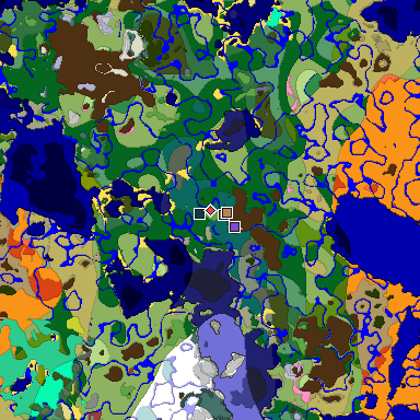 Predicted biome map of Java 26.3 seed 613993134073297837 around estimated spawn