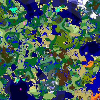 Predicted biome map of Java 26.3 seed -6823852599109479533 around estimated spawn
