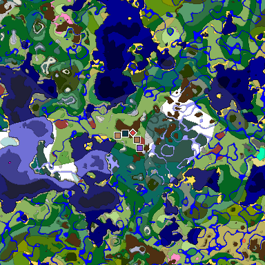 Predicted biome map of Java 26.3 seed -2324830582211105650 around estimated spawn