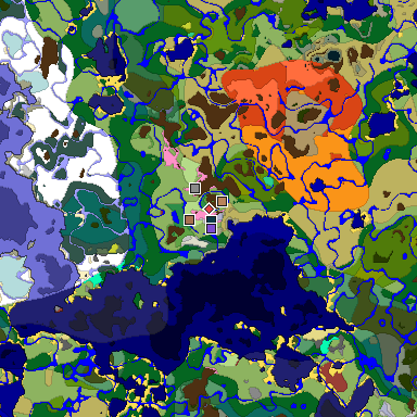 Predicted biome map of Java 26.3 seed -4877548509291605665 around estimated spawn