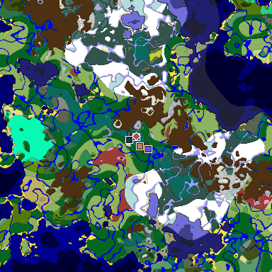 Predicted biome map of Java 26.3 seed 1690876166273433665 around estimated spawn