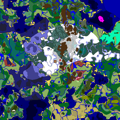 Predicted biome map of Java 26.3 seed -5505046597224431421 around estimated spawn