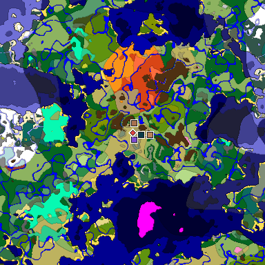 Predicted biome map of Java 26.3 seed 8801165826633644126 around estimated spawn