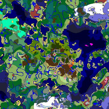 Predicted biome map of Java 26.3 seed -7829995511570333810 around estimated spawn
