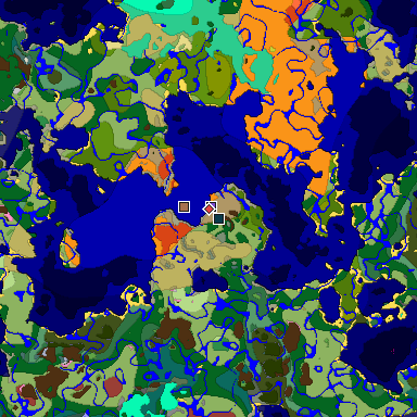 Predicted biome map of Java 26.3 seed -1612916488548363628 around estimated spawn