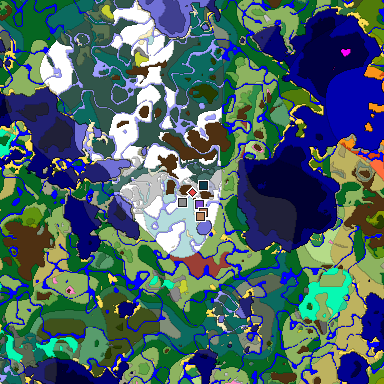 Predicted biome map of Java 26.3 seed 8718387313507729780 around estimated spawn
