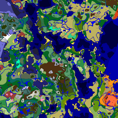 Predicted biome map of Java 26.3 seed -6879118794317608755 around estimated spawn