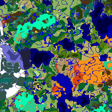 Predicted biome map of Java 26.3 seed -2329847798094941597 around estimated spawn