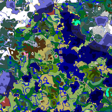 Map of Minecraft seed -3596393461101681195 around spawn