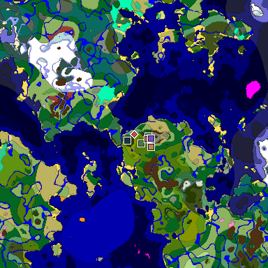 Predicted biome map of Java 26.3 seed 7527095950110216181 around estimated spawn