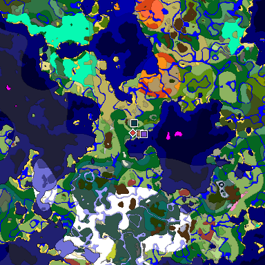 Predicted biome map of Java 26.3 seed 8928926808229734773 around estimated spawn