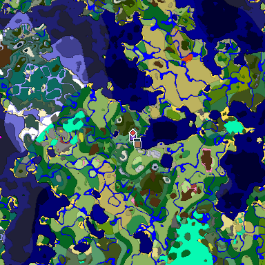 Predicted biome map of Java 26.3 seed 8494019224819827306 around estimated spawn