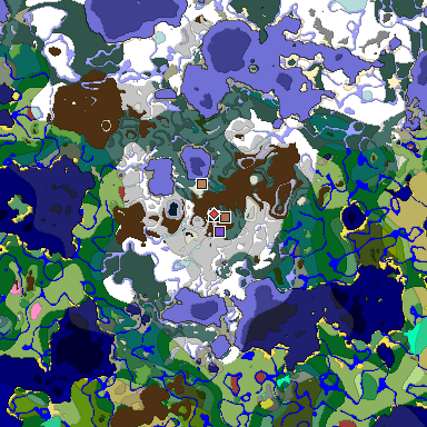 Map of Minecraft seed 3309138528973141153 around spawn