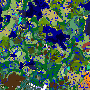 Map of Minecraft seed -7764996087374019099 around spawn