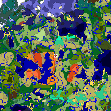 Predicted biome map of Java 26.3 seed 6961612506478177151 around estimated spawn