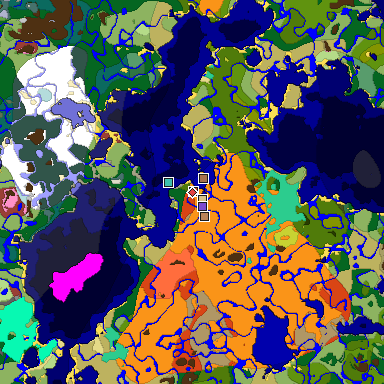 Predicted biome map of Java 26.3 seed -6158355497109169339 around estimated spawn