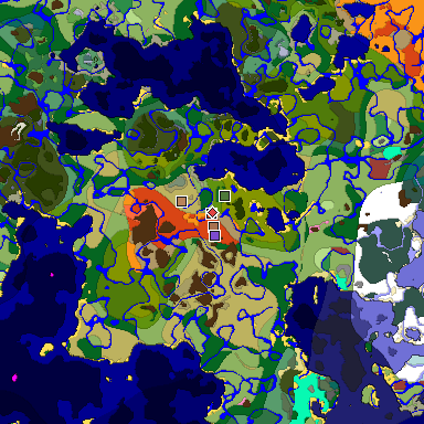 Predicted biome map of Java 26.3 seed 6658432050342545658 around estimated spawn