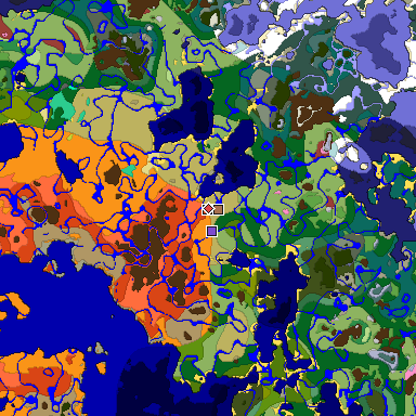 Predicted biome map of Java 26.3 seed -7714690296628576023 around estimated spawn