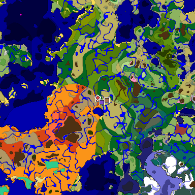 Predicted biome map of Java 26.3 seed -6375075234562253929 around estimated spawn