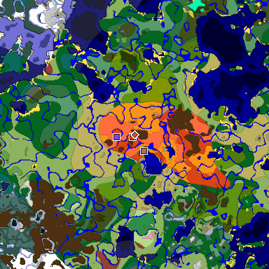 Predicted biome map of Java 26.3 seed -1016298837700244997 around estimated spawn