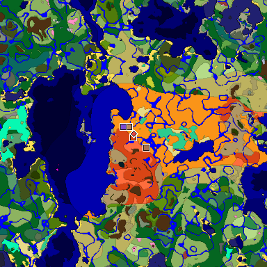 Predicted biome map of Java 26.3 seed 8247230211984895164 around estimated spawn