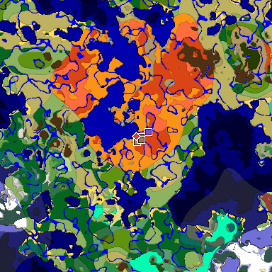 Predicted biome map of Java 26.3 seed 8595283318293662978 around estimated spawn