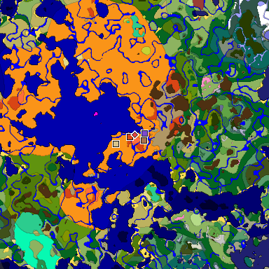 Predicted biome map of Java 26.3 seed -1320356281586715196 around estimated spawn