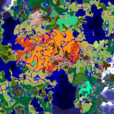 Predicted biome map of Java 26.3 seed -2749291448868362201 around estimated spawn