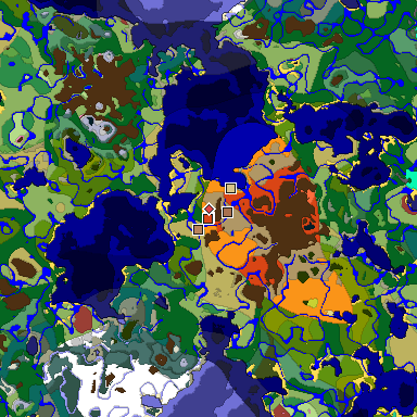 Predicted biome map of Java 26.3 seed 2351570065559470452 around estimated spawn
