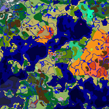 Predicted biome map of Java 26.3 seed 1463486382576929110 around estimated spawn