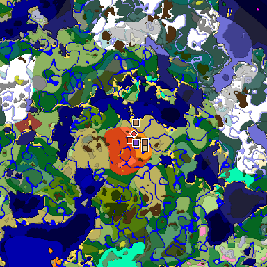 Predicted biome map of Java 26.3 seed 169138108757883780 around estimated spawn