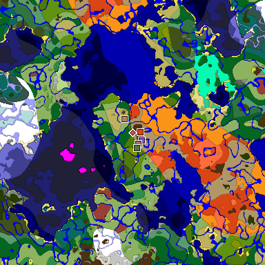 Predicted biome map of Java 26.3 seed -4803989872552721415 around estimated spawn