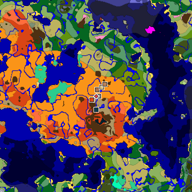 Predicted biome map of Java 26.3 seed 8931442842905492664 around estimated spawn