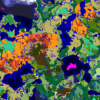 Predicted biome map of Java 26.3 seed 3651012326525881083 around estimated spawn
