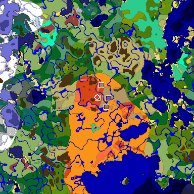 Predicted biome map of Java 26.3 seed -8273672593879446107 around estimated spawn
