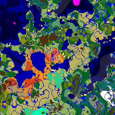 Predicted biome map of Java 26.3 seed -2315417620768192793 around estimated spawn