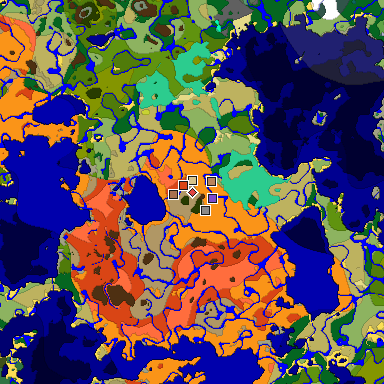 Predicted biome map of Java 26.3 seed -6559973895342656007 around estimated spawn