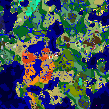 Predicted biome map of Java 26.3 seed 2184337220114553178 around estimated spawn