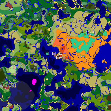 Predicted biome map of Java 26.3 seed -459307519443274508 around estimated spawn