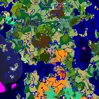 Predicted biome map of Java 26.3 seed 2250355200478833614 around estimated spawn