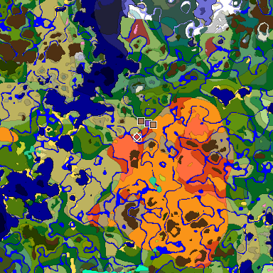 Predicted biome map of Java 26.3 seed 6765710211950075034 around estimated spawn