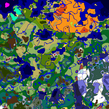 Predicted biome map of Java 26.3 seed -7536964607309961039 around estimated spawn