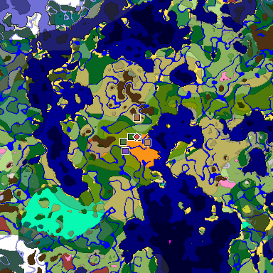 Predicted biome map of Java 26.3 seed -135583085562295103 around estimated spawn