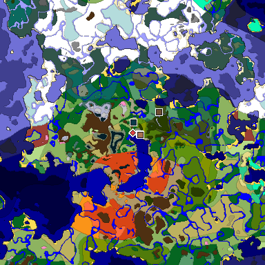 Predicted biome map of Java 26.3 seed -3760465070793172037 around estimated spawn