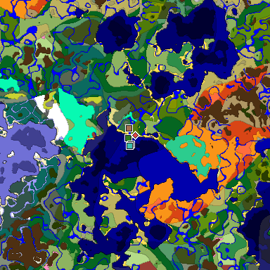 Predicted biome map of Java 26.3 seed 4743097380445179271 around estimated spawn