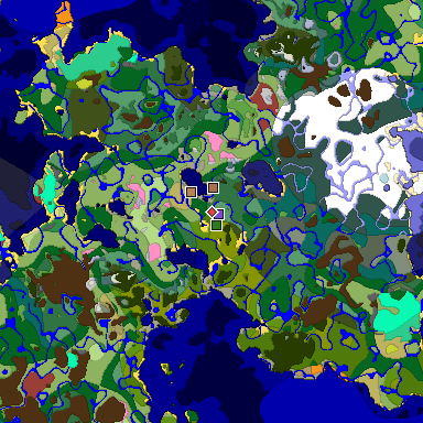 Predicted biome map of Java 26.3 seed -5764039743293939063 around estimated spawn