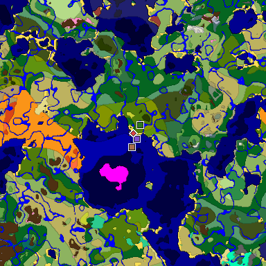 Predicted biome map of Java 26.3 seed -9138920958887381808 around estimated spawn